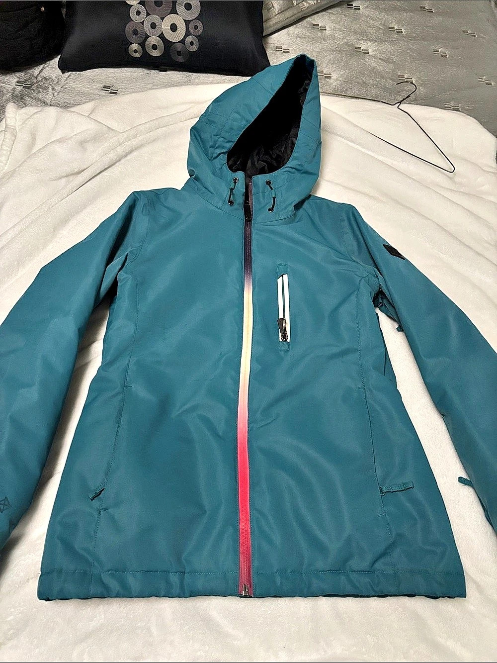 Powder Room Blue Hooded Ski Jacket Size small Like New